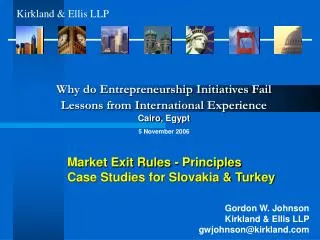Market Exit Rules - Principles Case Studies for Slovakia &amp; Turkey