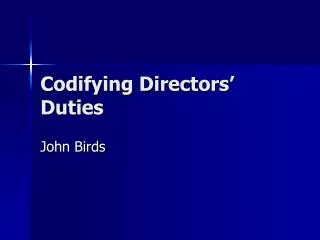 Codifying Directors’ Duties