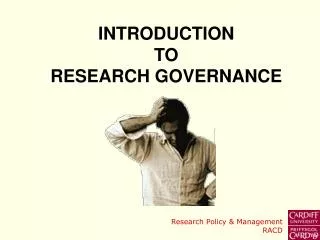 INTRODUCTION TO RESEARCH GOVERNANCE