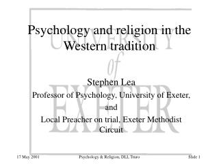 Psychology and religion in the Western tradition