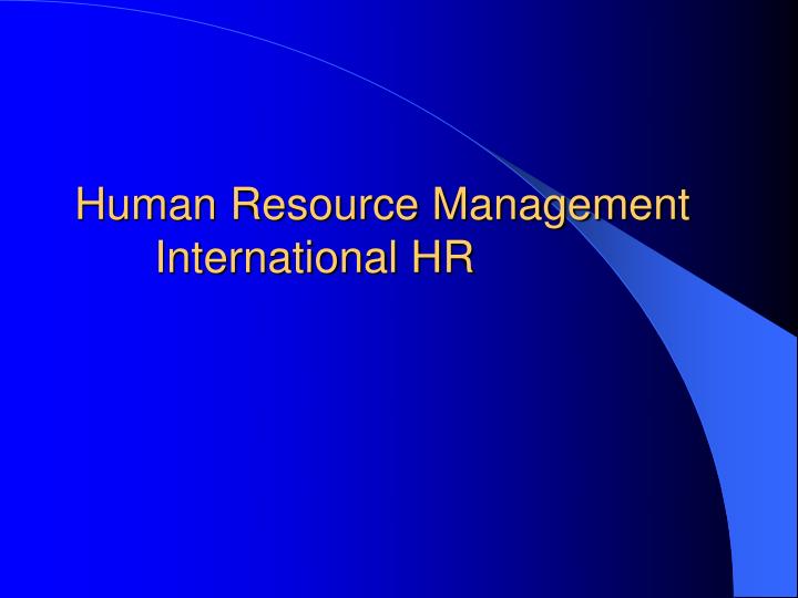 human resource management international hr