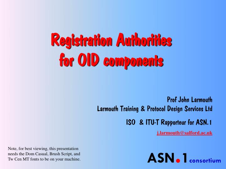 registration authorities for oid components