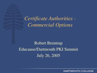 Certificate Authorities - Commercial Options