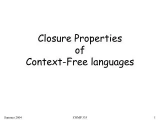 Closure Properties of Context-Free languages