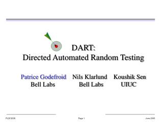 DART: Directed Automated Random Testing Patrice Godefroid Nils Klarlund Koushik Sen Bell Labs Bell