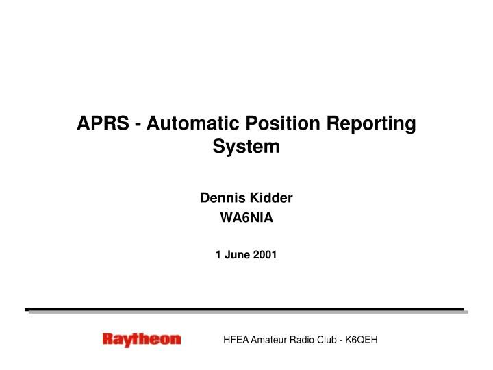 aprs automatic position reporting system