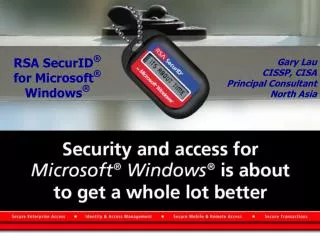RSA SecurID ® for Microsoft ® Windows ®