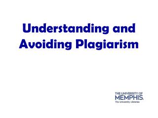 Understanding and Avoiding Plagiarism