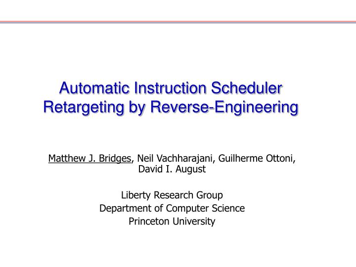 automatic instruction scheduler retargeting by reverse engineering
