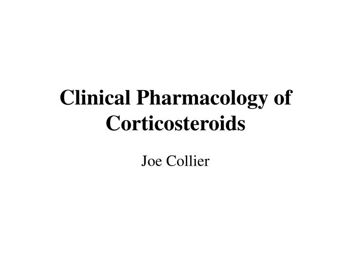 clinical pharmacology of corticosteroids