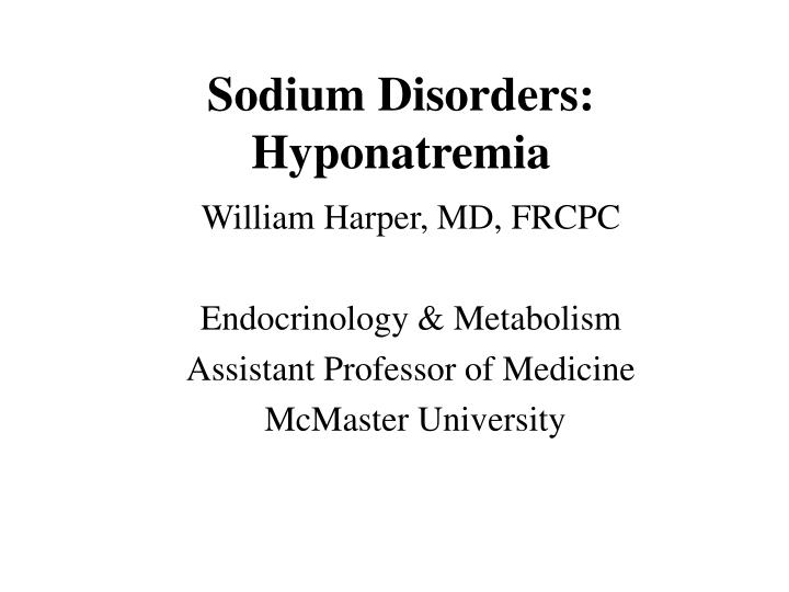 sodium disorders hyponatremia