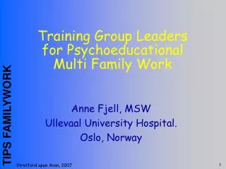 Training Group Leaders for Psychoeducational Multi Family Work