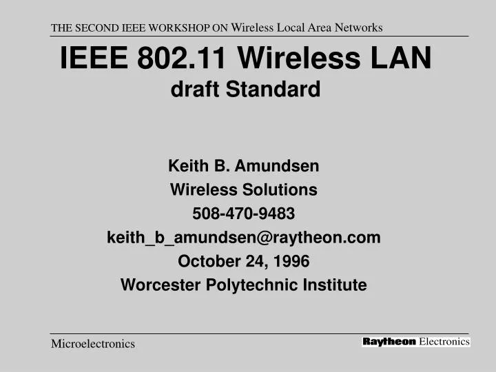 ieee 802 11 wireless lan draft standard