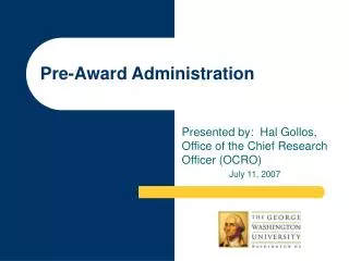 Pre-Award Administration