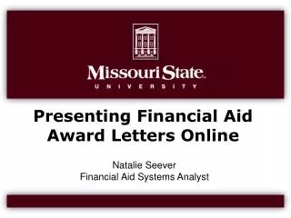 Presenting Financial Aid Award Letters Online