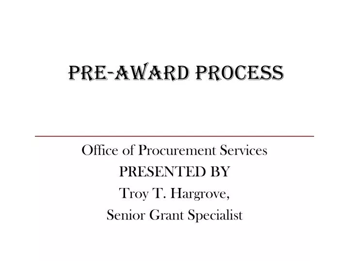pre award process