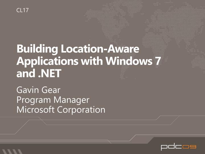 building location aware applications with windows 7 and net