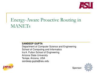 Energy-Aware Proactive Routing in MANETs