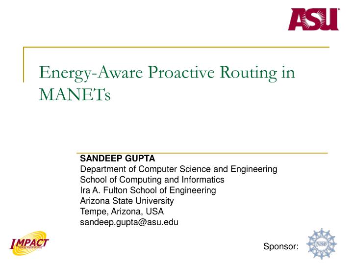 energy aware proactive routing in manets