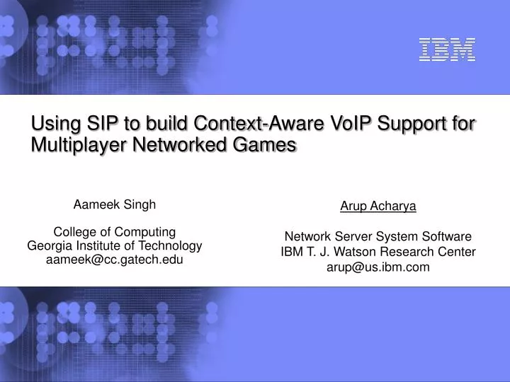using sip to build context aware voip support for multiplayer networked games