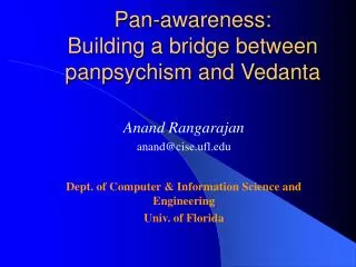 Pan-awareness: Building a bridge between panpsychism and Vedanta