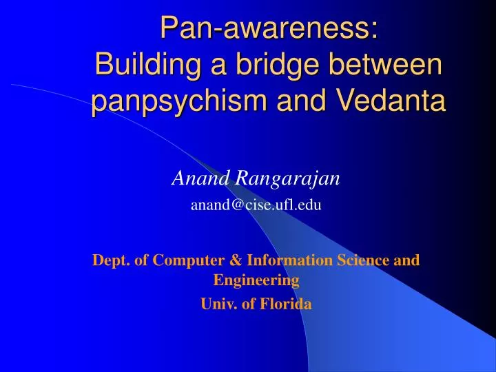 pan awareness building a bridge between panpsychism and vedanta