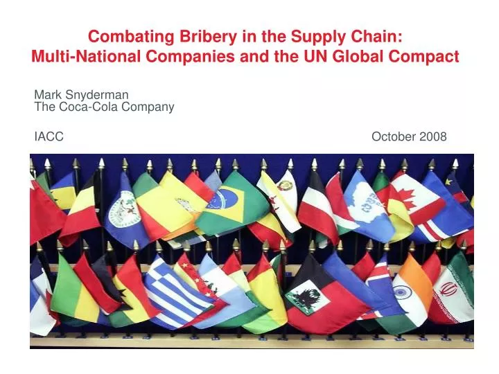 combating bribery in the supply chain multi national companies and the un global compact
