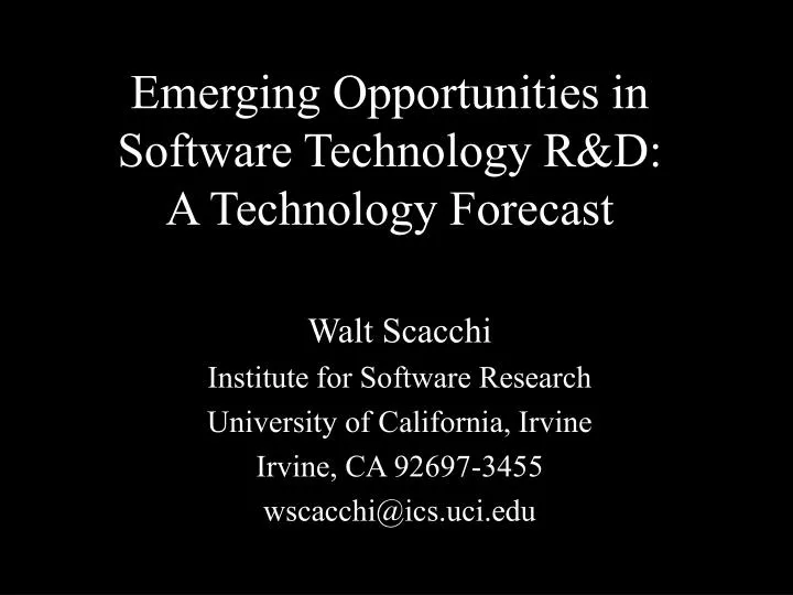 emerging opportunities in software technology r d a technology forecast