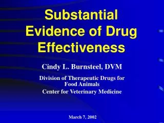 Substantial Evidence of Drug Effectiveness