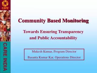 Community Based Monitoring