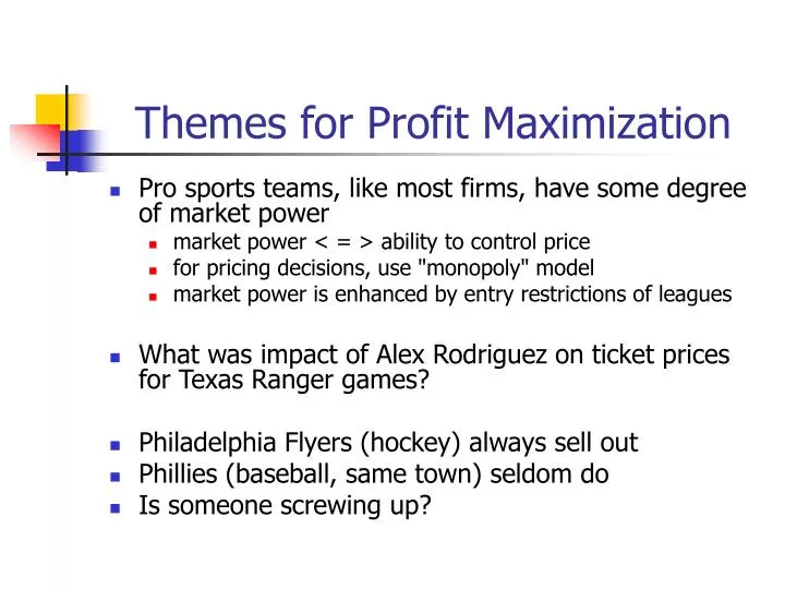 themes for profit maximization