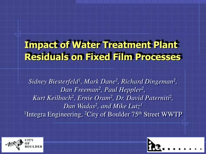 impact of water treatment plant residuals on fixed film processes