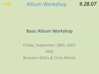 Basic Altium Workshop