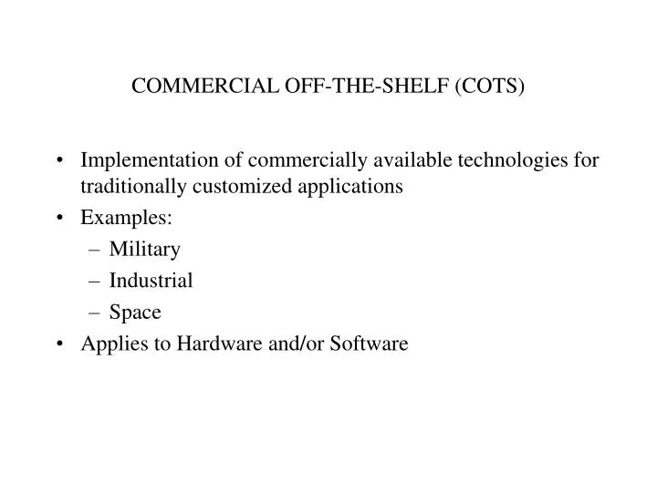 commercial off the shelf cots