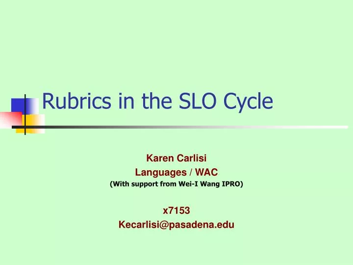 rubrics in the slo cycle