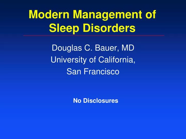 modern management of sleep disorders