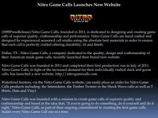Nitro Game Calls Launches New Website