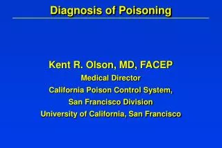 Diagnosis of Poisoning