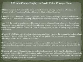 Jefferson County Employees Credit Union Changes Name