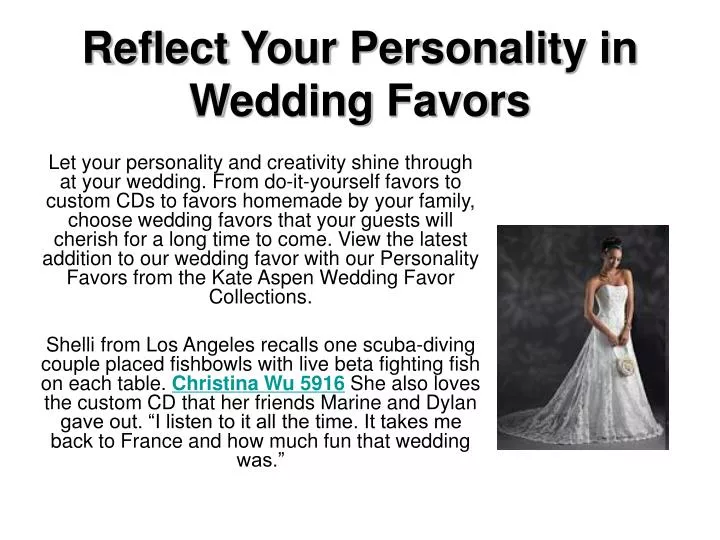 reflect your personality in wedding favors