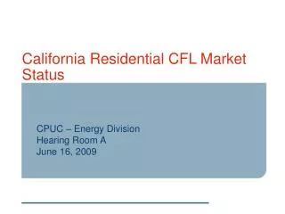 California Residential CFL Market Status