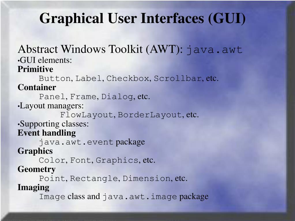 PPT - Graphical User Interfaces (GUI) PowerPoint Presentation, free ...