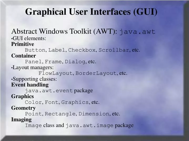 graphical user interfaces gui