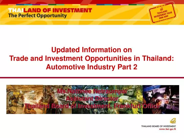 updated information on trade and investment opportunities in thailand automotive industry part 2