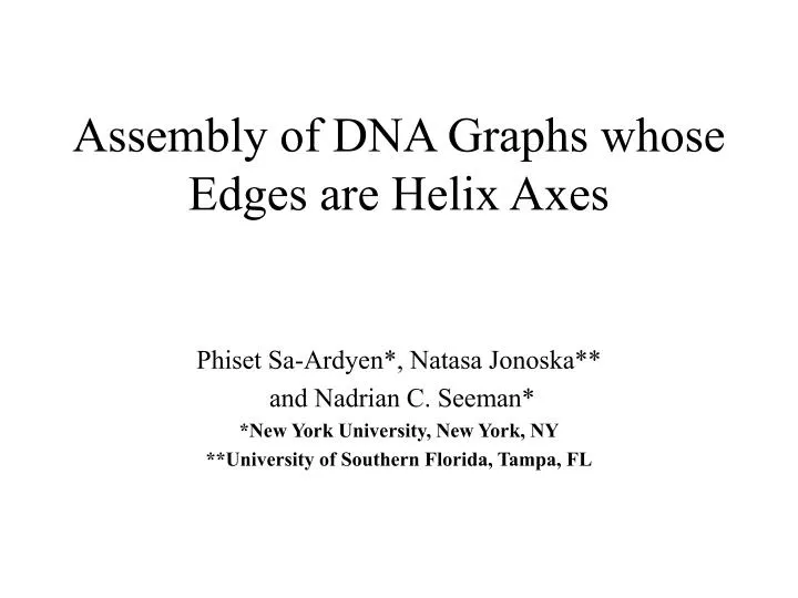 assembly of dna graphs whose edges are helix axes