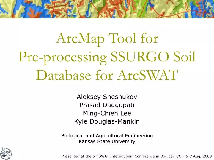 arcmap tool for pre processing ssurgo soil database for arcswat