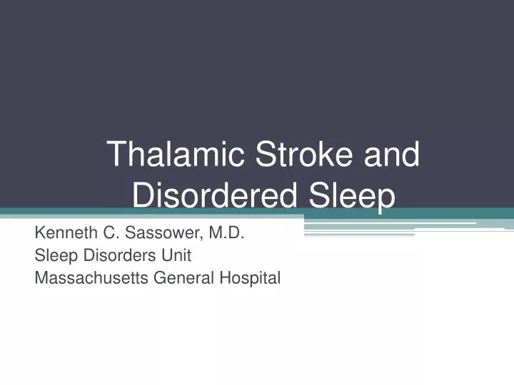 thalamic stroke and disordered sleep