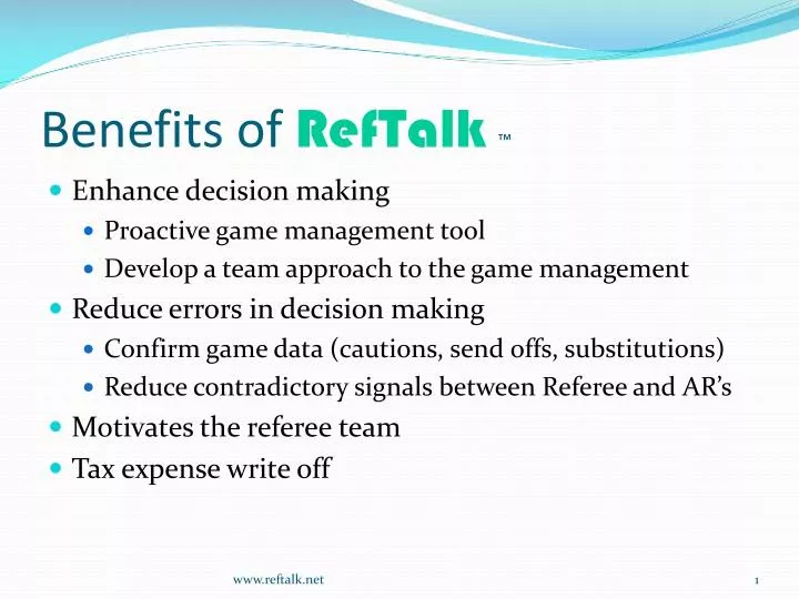 benefits of reftalk