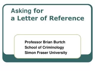 Asking for a Letter of Reference
