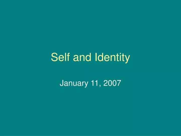 self and identity